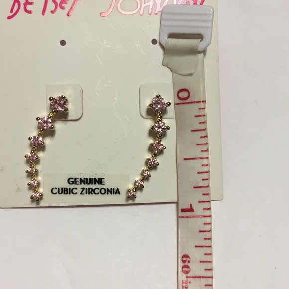 Betsey Johnson earrings pink cubic zirconia Dangle - Picture 3 of 4